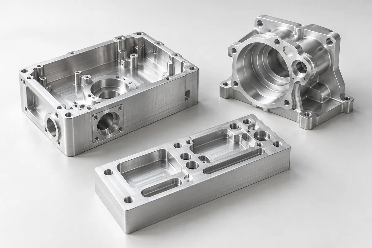 Existing AI-generated concept of machined metal components; not an Omita product or customer project.